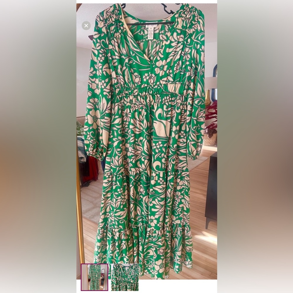 Jessica Simpson Green Bishop Sleeve Sundress